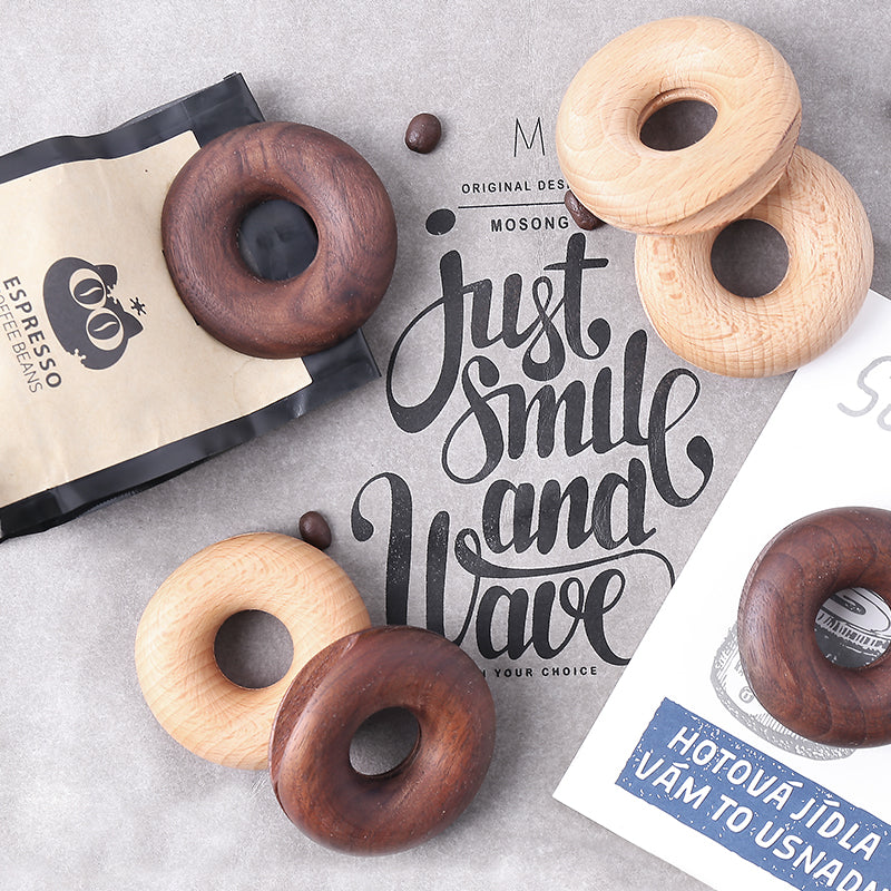 Wooden Donut Closure Walnut Grocery Bag Sealing Clip Tea Bag Snack