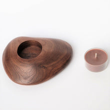 Load image into Gallery viewer, Black Walnut Wood Pebble Candle Holder