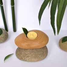 Load image into Gallery viewer, Beech Wood Pebble Candle Holder
