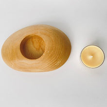 Load image into Gallery viewer, Beech Wood Pebble Candle Holder
